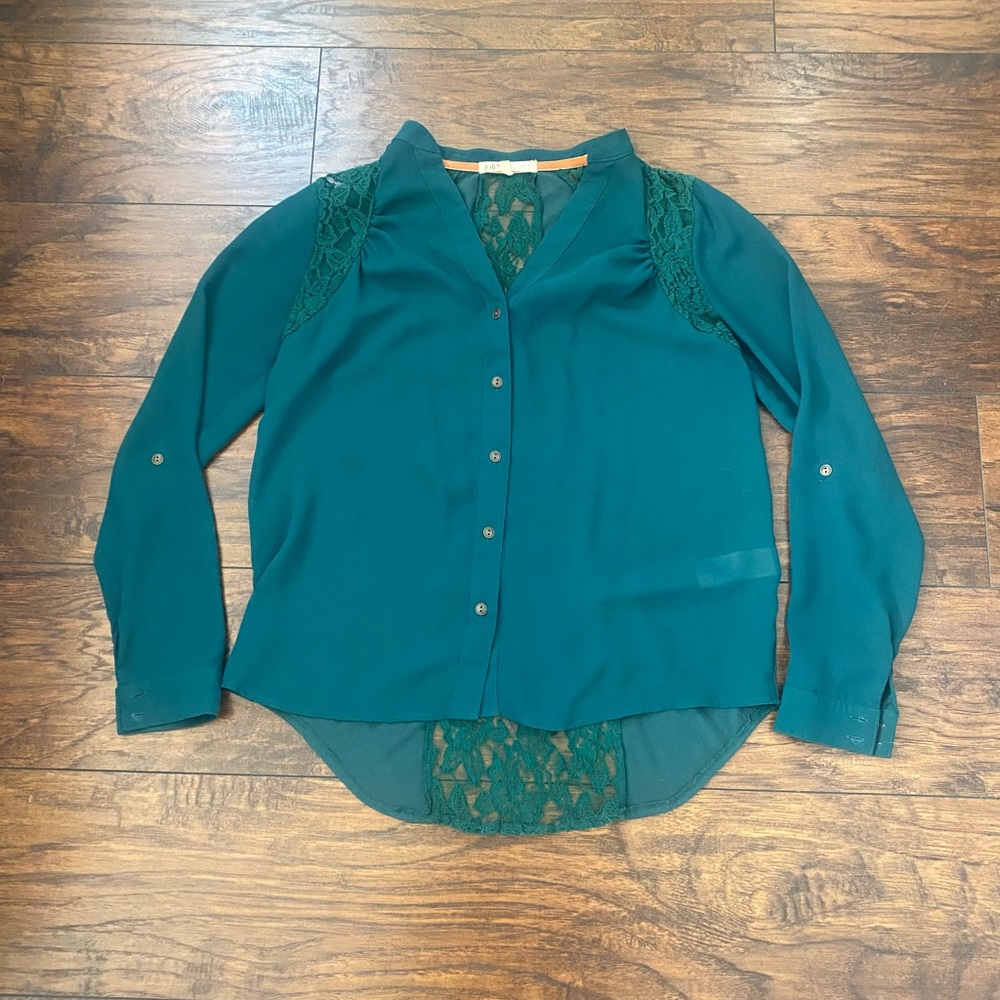 Jolt Emerald Green Lace Top